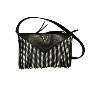 Victoria's Secret Black Crossbody with Rhinestone Fringe